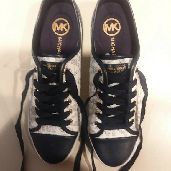 blue and white michael kors shoes